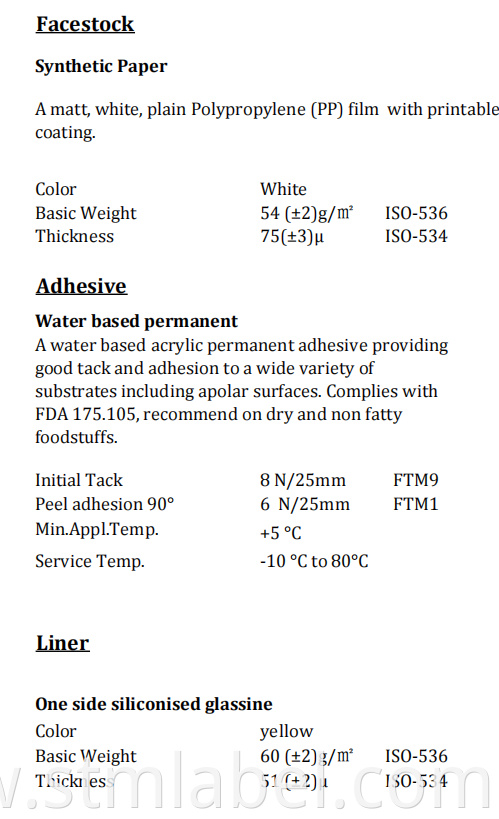 Synthetic Paper Water Based Permanent Yellow Glassine